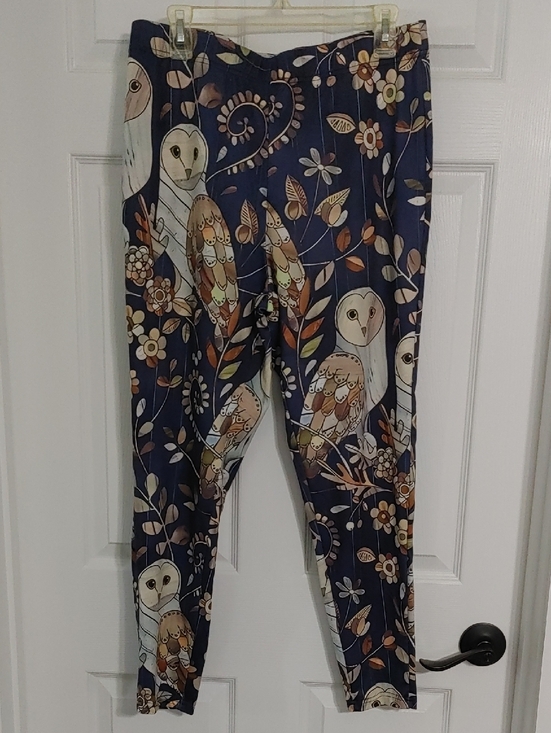 SHEIN Pants - Owl Patterned Navy Blue Leggings Women's 2XL Like New Condition